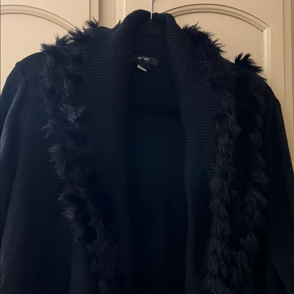 3x Alfani Women's Black Sweater with Faux Fur Trim